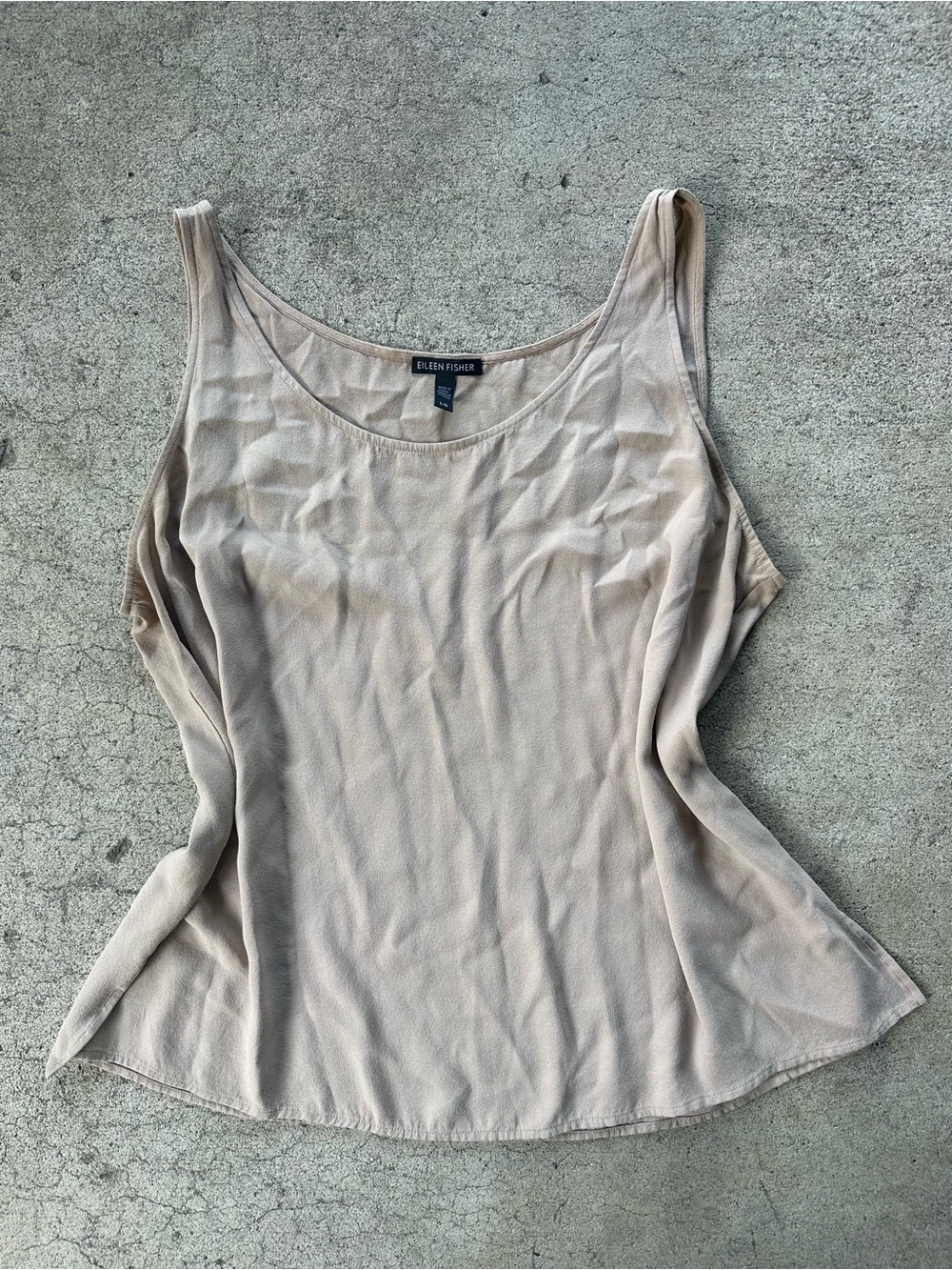 Eileen Fisher Light Beige Silk Tank Blouse Top